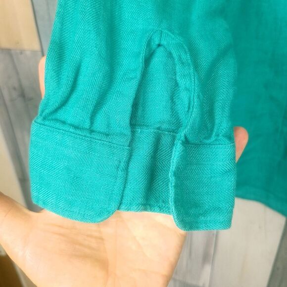 Ralph Lauren Teal Long Sleeve Linen Button Down Shirt Size Large - Picture 8 of 9